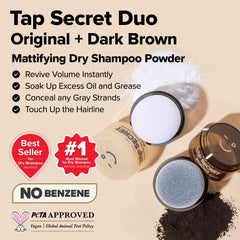 I DEW CARE Tap Secret Dark Brown dry shampoo tub for brunette hair refresh