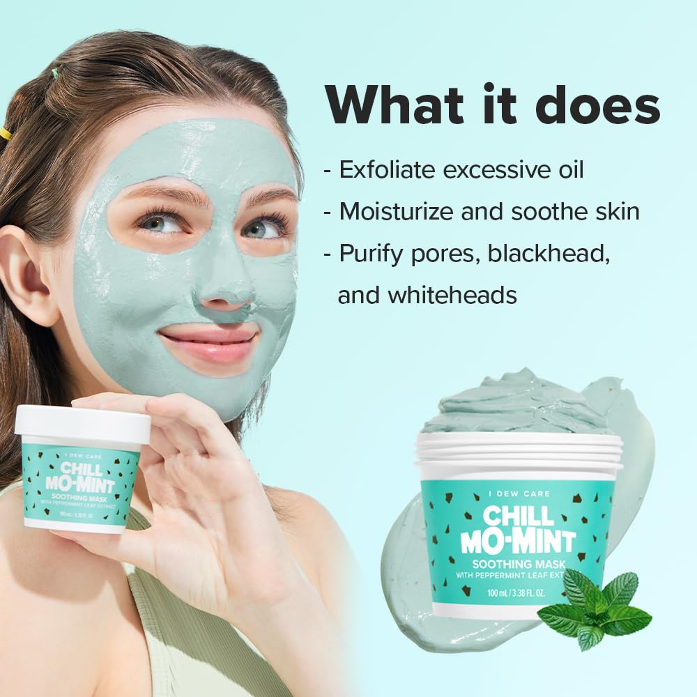 I DEW CARE Chill Mo Mint mask closeup texture highlights soothing mint action.
