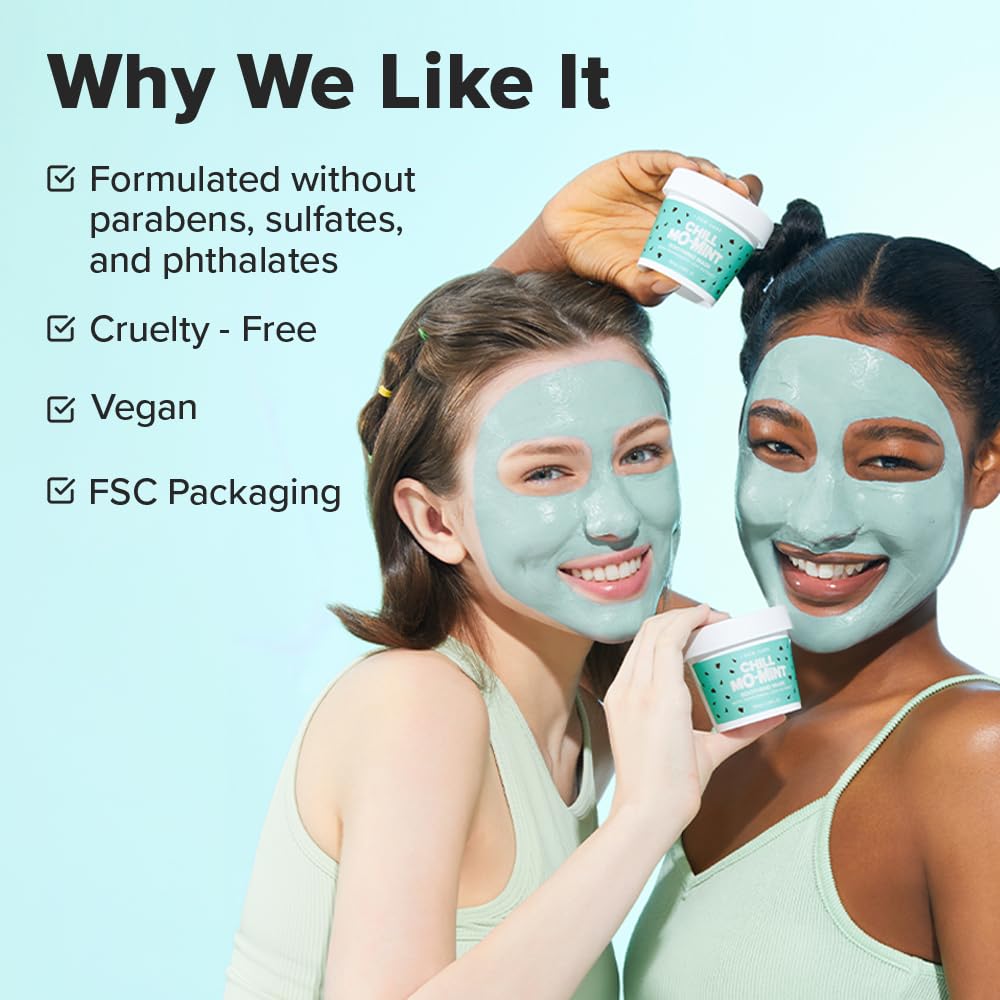 I DEW CARE Chill Mo Mint mask packaging detail emphasizes sustainable vibes.