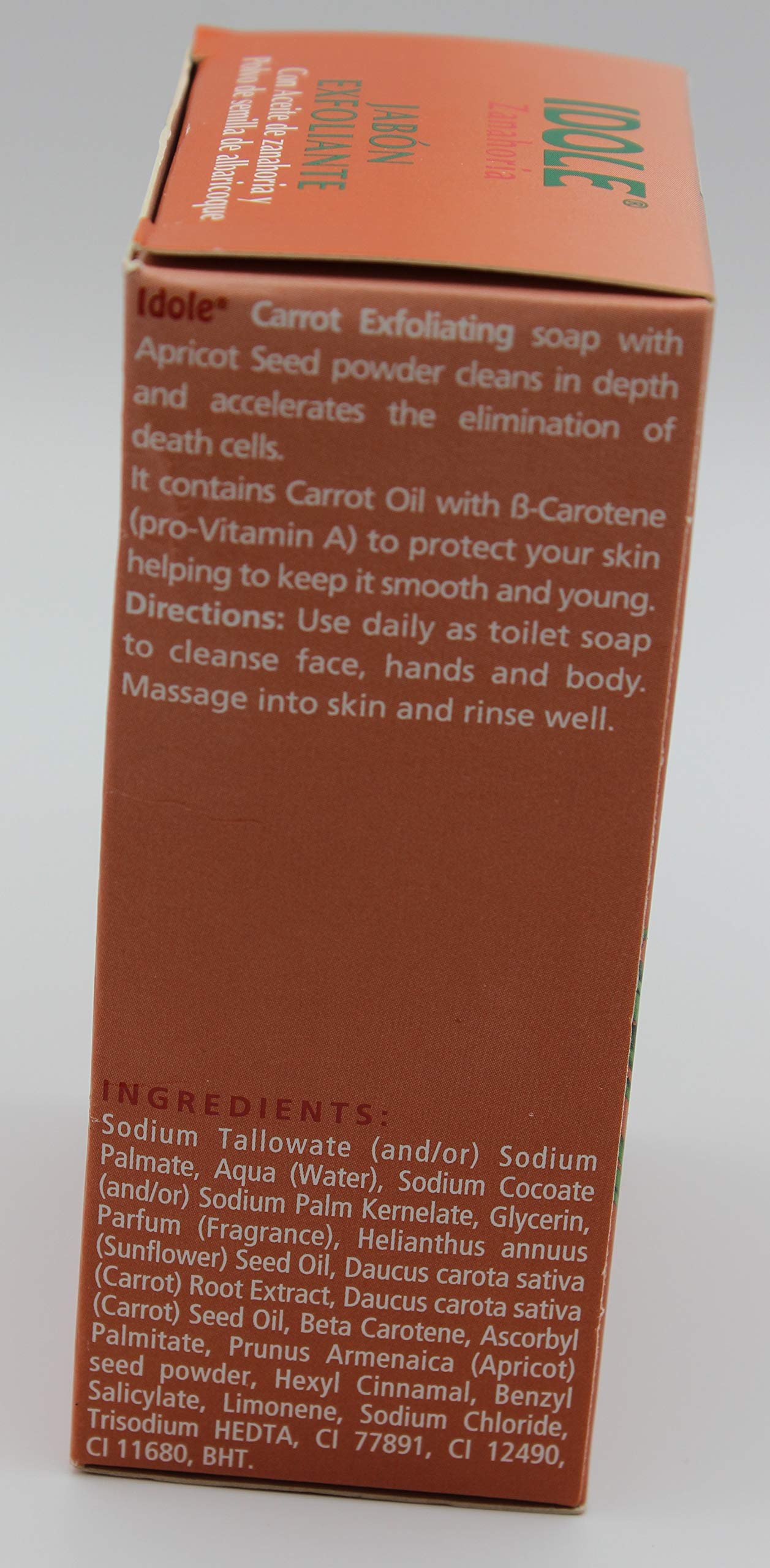 Idole carrot exfoliating soap in bathroom setup for daily routine