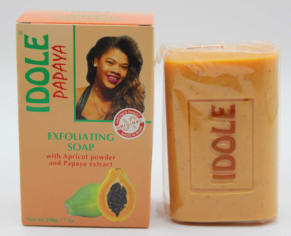 Idole Papaya Exfoliant Soap Pack of 3 bar close-up for gentle exfoliation
