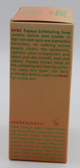 Idole Papaya Exfoliant Soap Pack of 3 wrapped pack on shelf for display