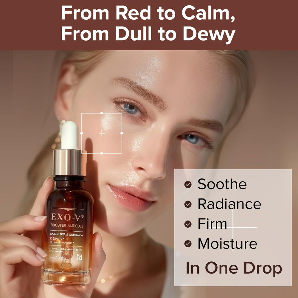 ID PLACOSMETICS Exo-V Booster pore-refine focus showcases smoother pores.