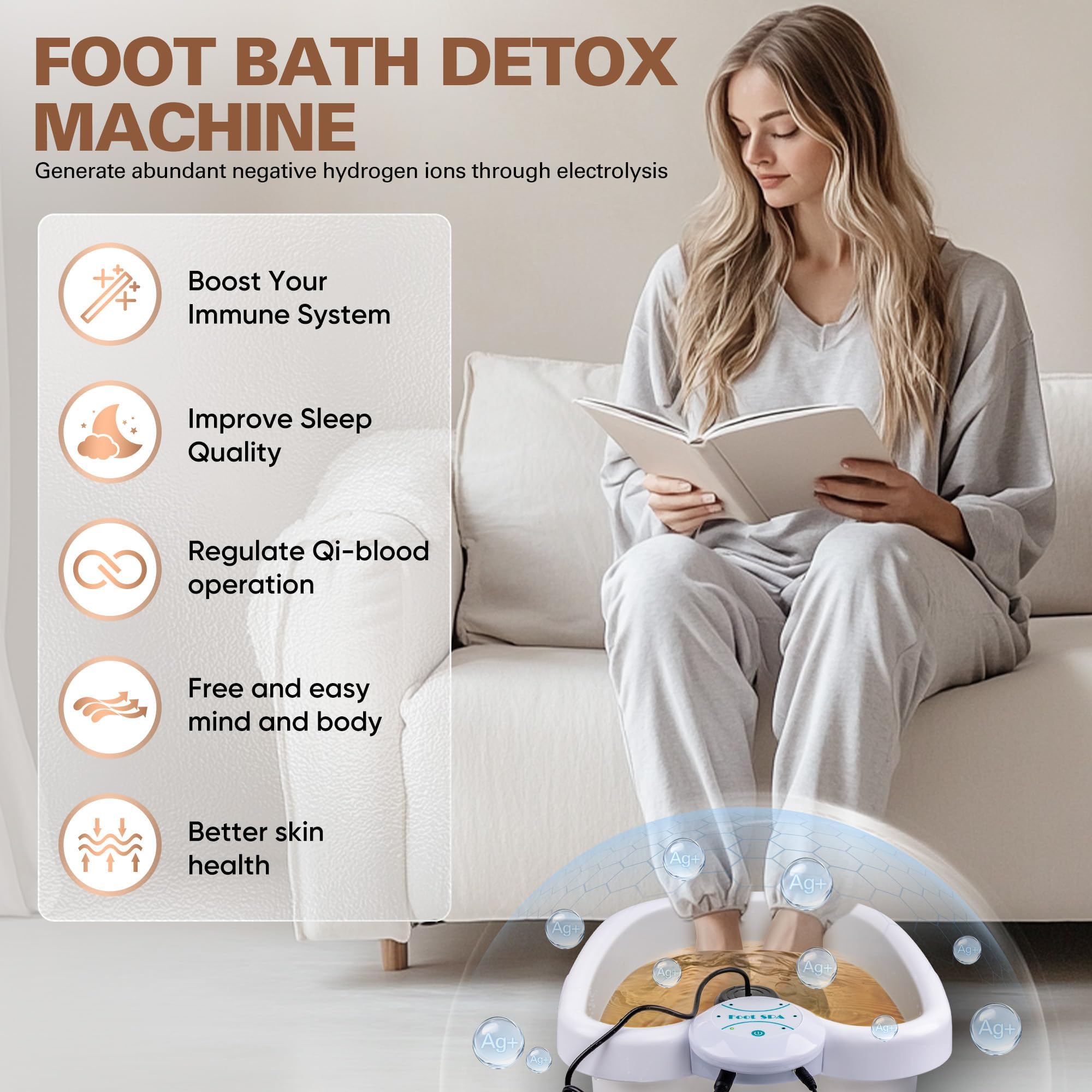 Idudbid ionic foot bath side panel shows compact home unit