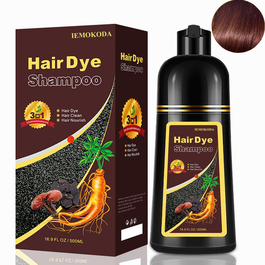 iemokoda Cherry Brown Hair Dye Shampoo bottle ready for quick color application.