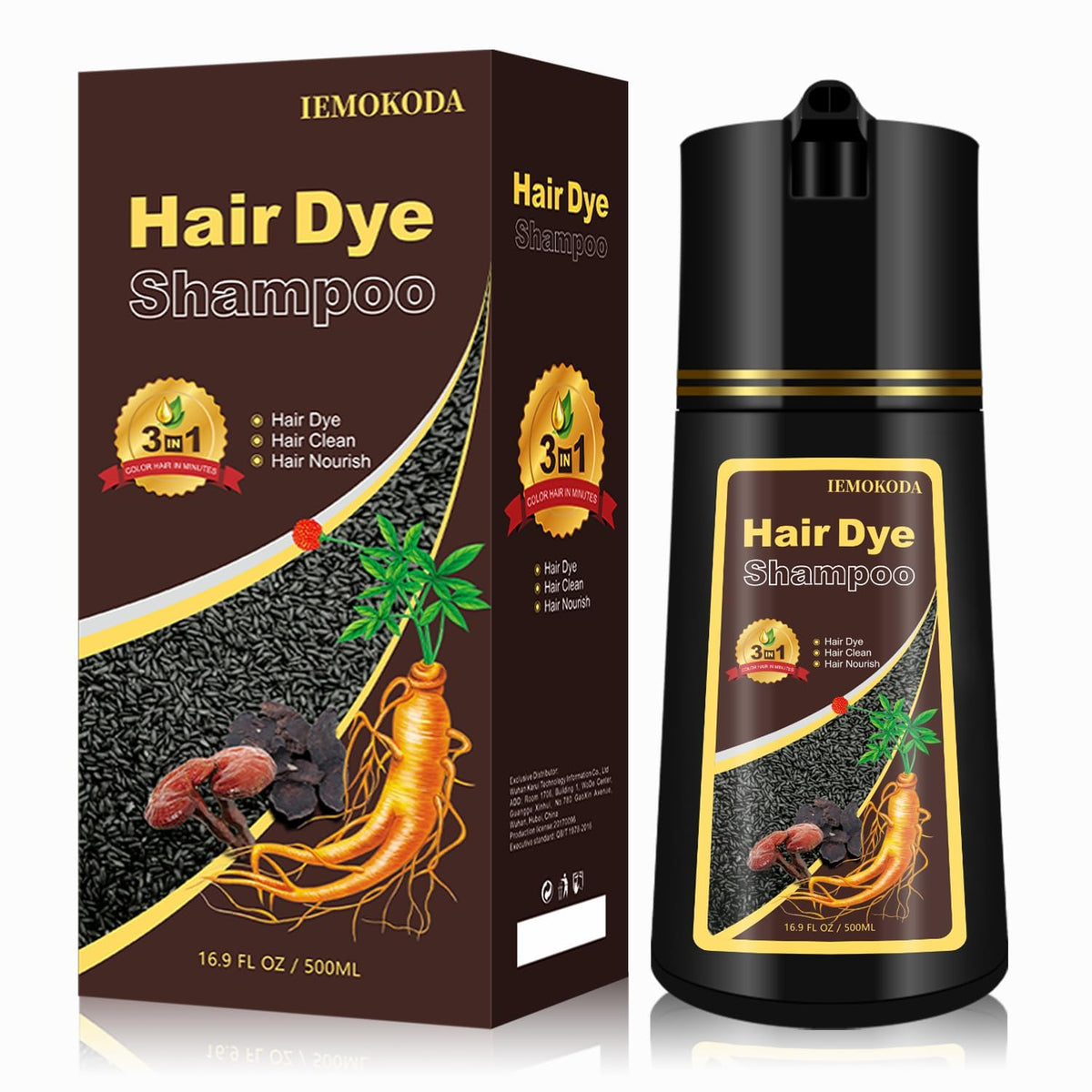 iemokoda dark brown hair color shampoo application for fast at-home gray coverage