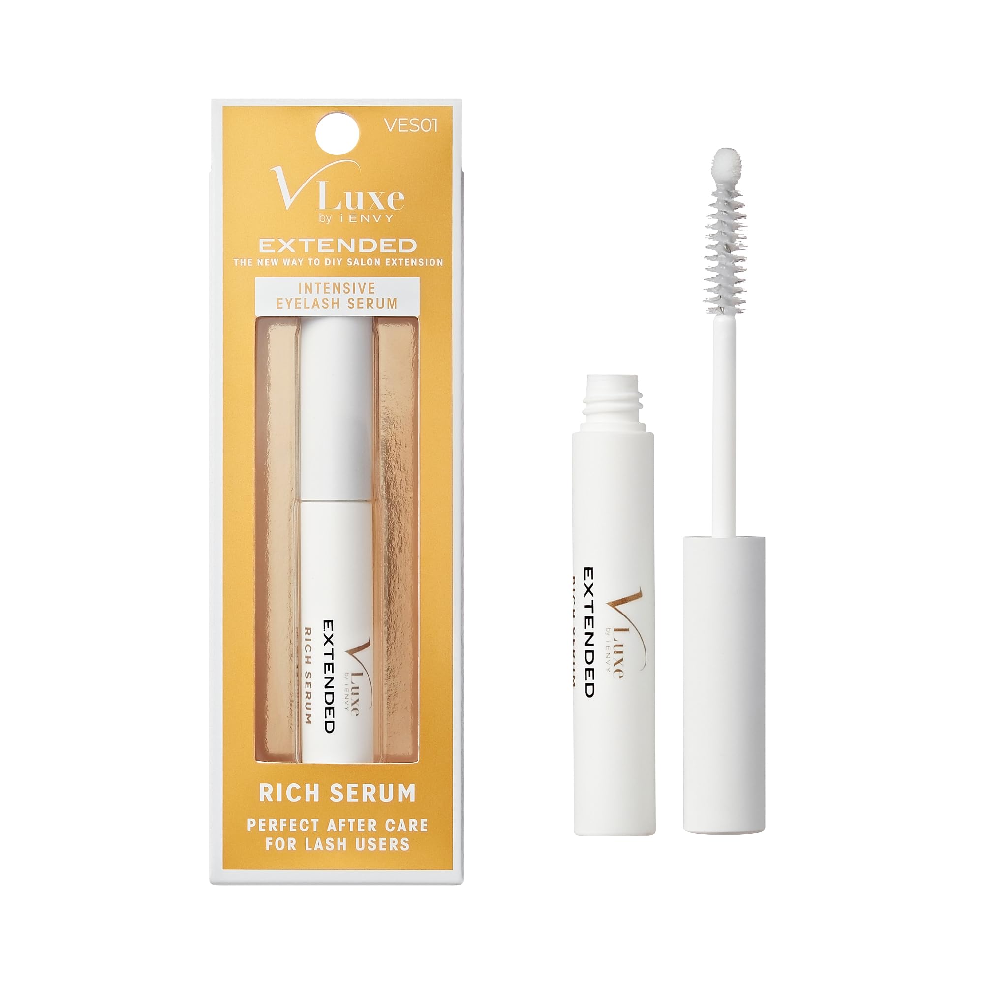 i•ENVY VLuxe bottle close-up for daily lash care and extension aftercare