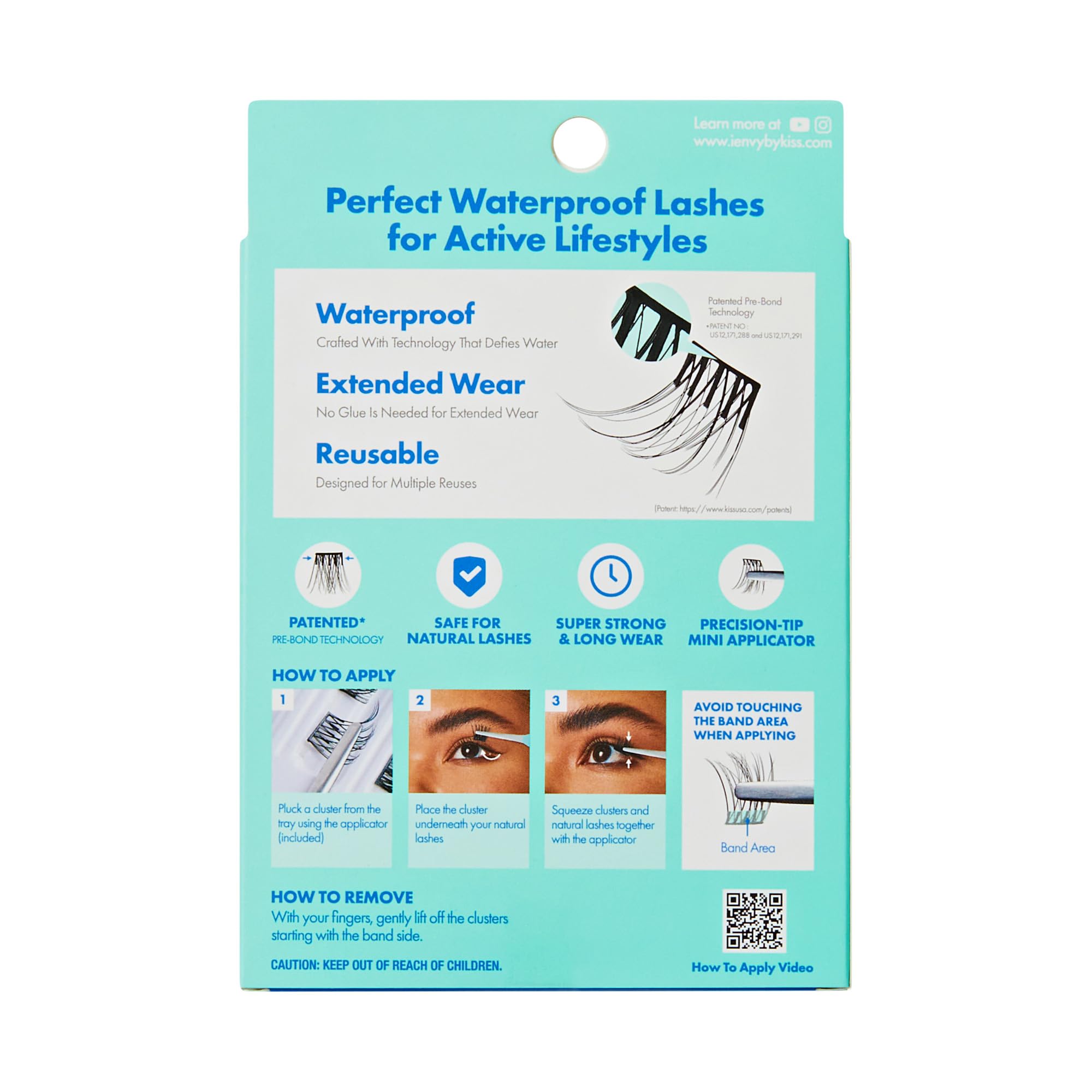 iENVY Press&Go all day waterproof lashes stay put during heat.