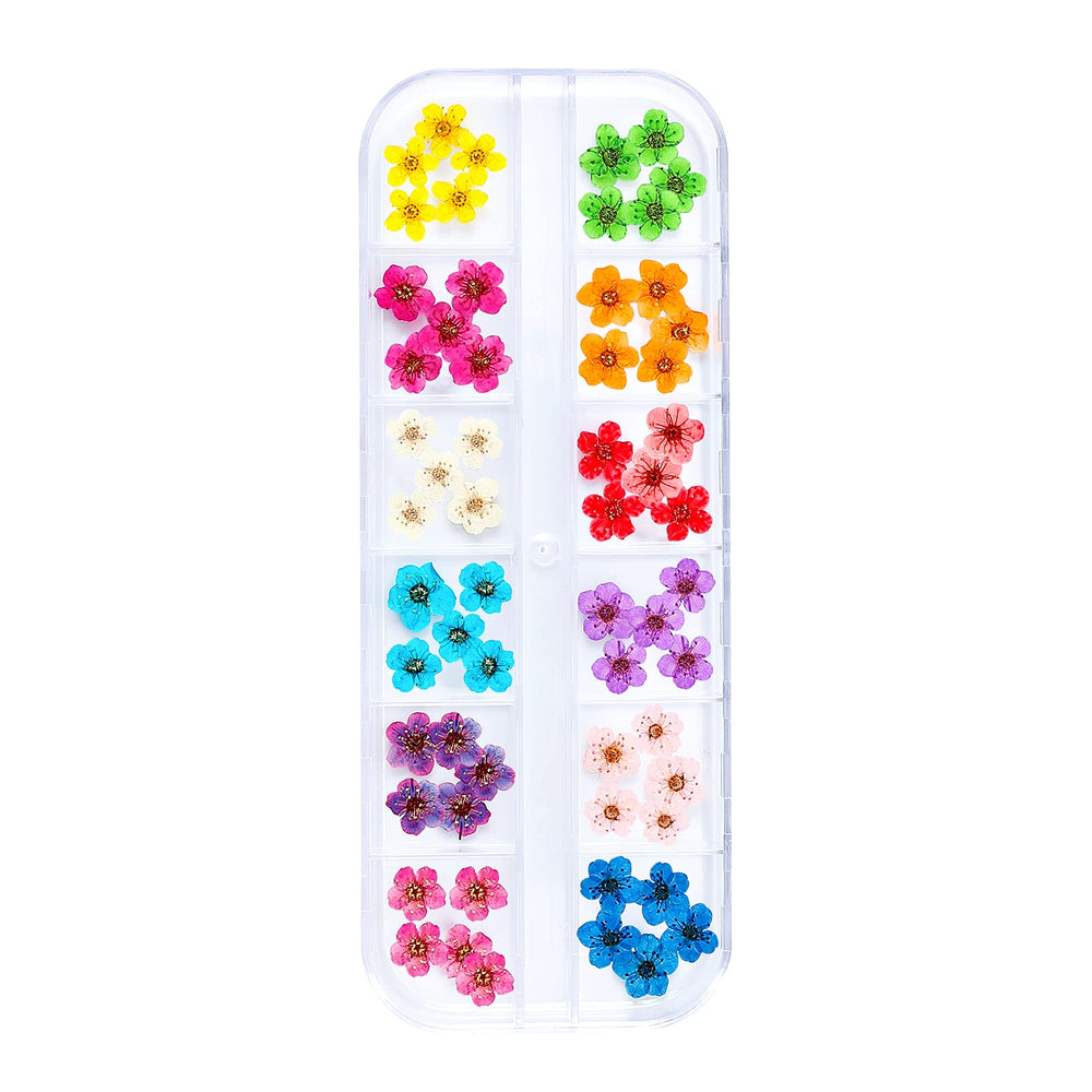 iFancer Flower Nail Charms box display with 12 color groups for versatile nail art ideas