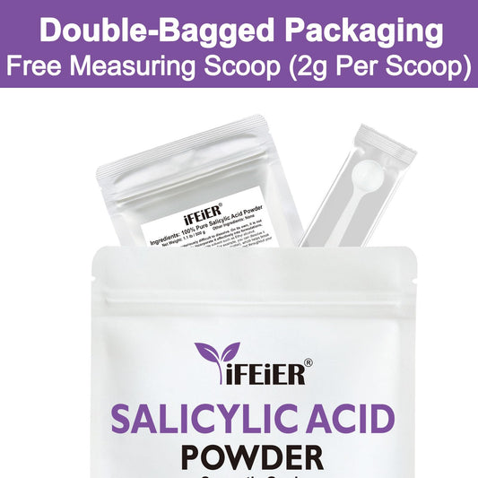 ifeier salicylic acid powder packaging closeup shows sealed container preserving potency.