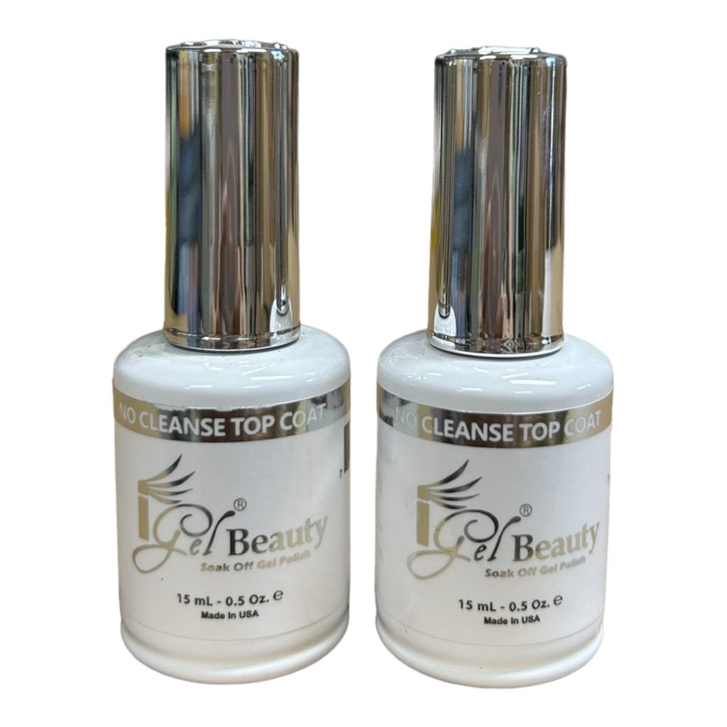 IGEL Impeccable Gel Soak Off Top Coat 2-pack image shows no cleanse finish for lasting shine