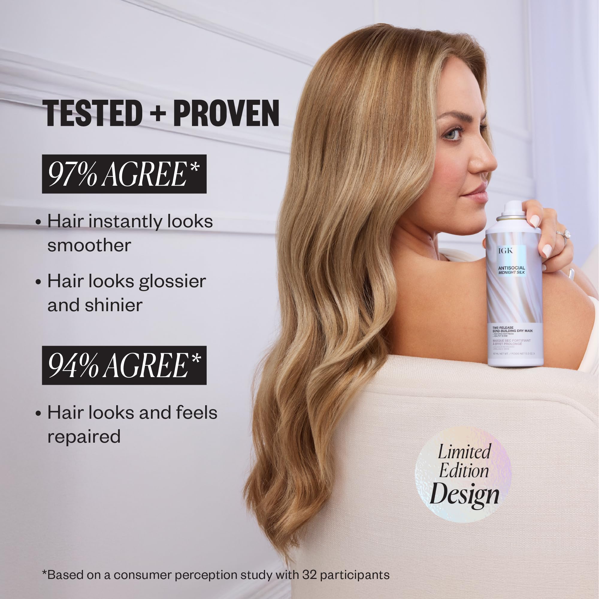 IGK Antisocial Midnight Silk vegan silk protein nourishes and smooths hair