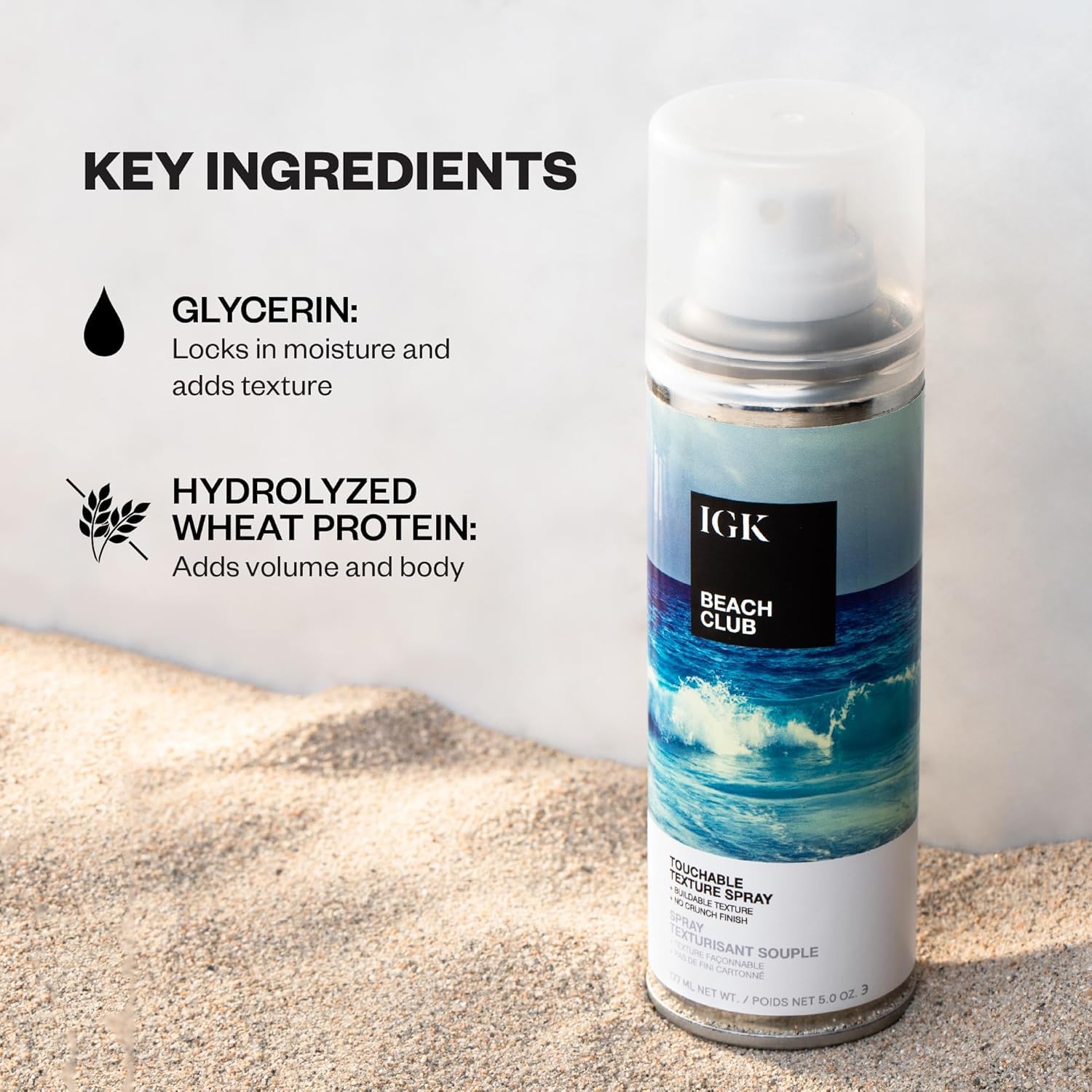 IGK Beach Club volume boost spray provides root lift in close-up