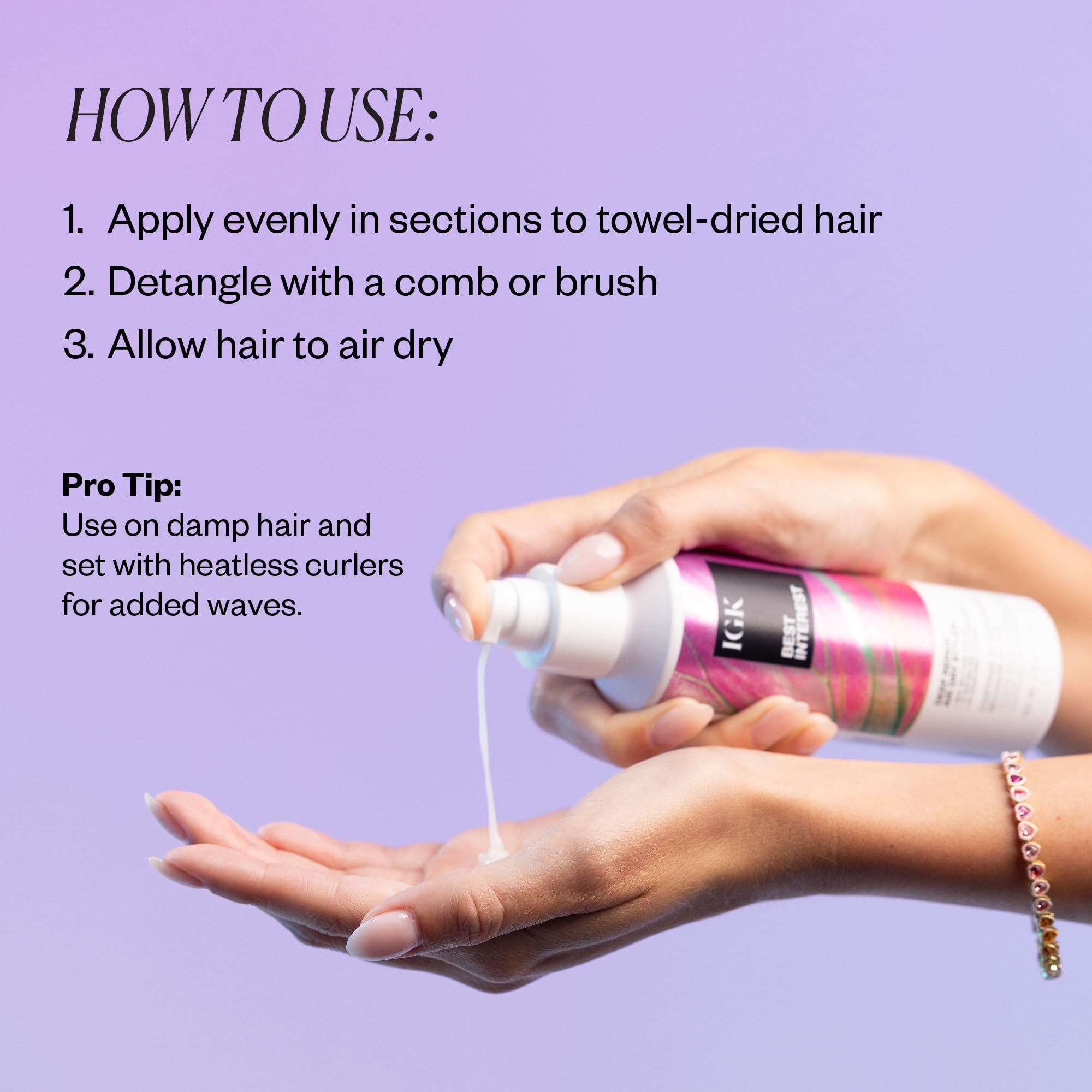 IGK Best Interest Bond-Building Air Dry Styling Cream dispensing scene