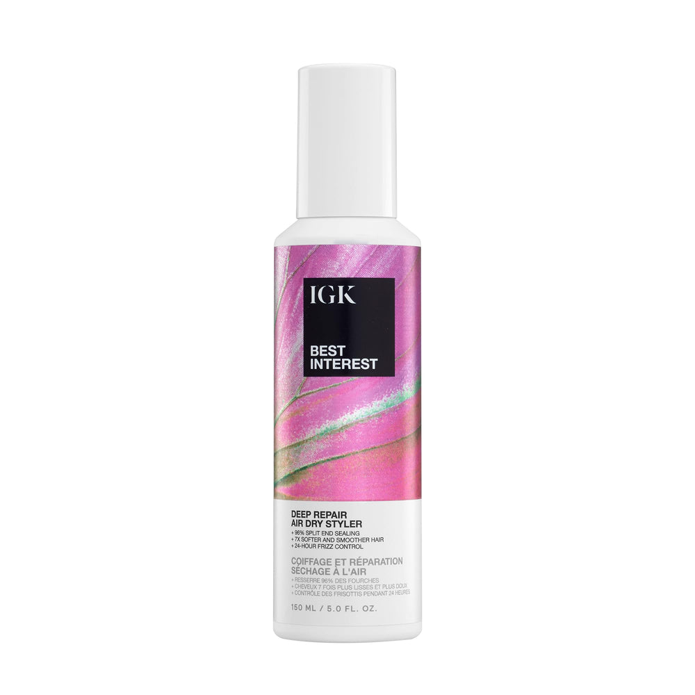 IGK Best Interest Bond-Building Air Dry Styling Cream front view showing sleek frizz-free finish