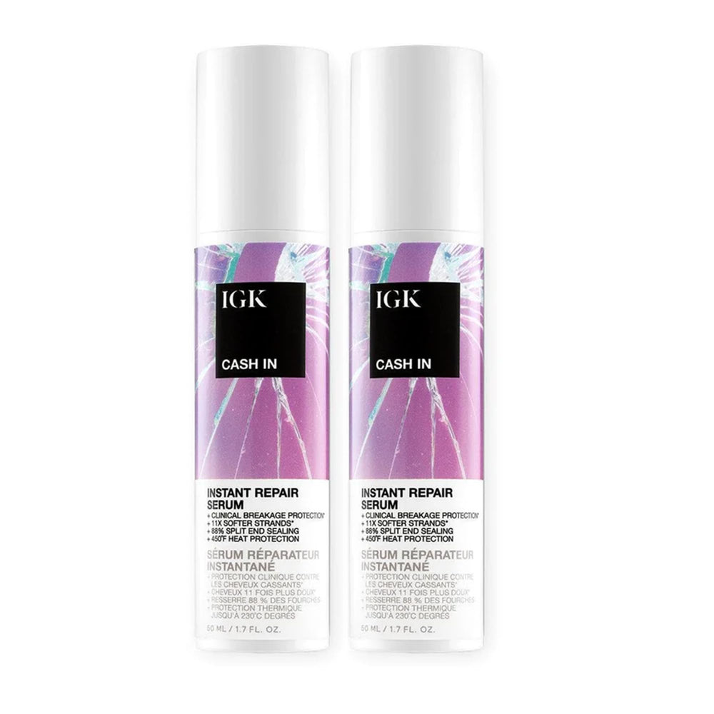 IGK Cash In bottle pour showing serum texture for instant repair