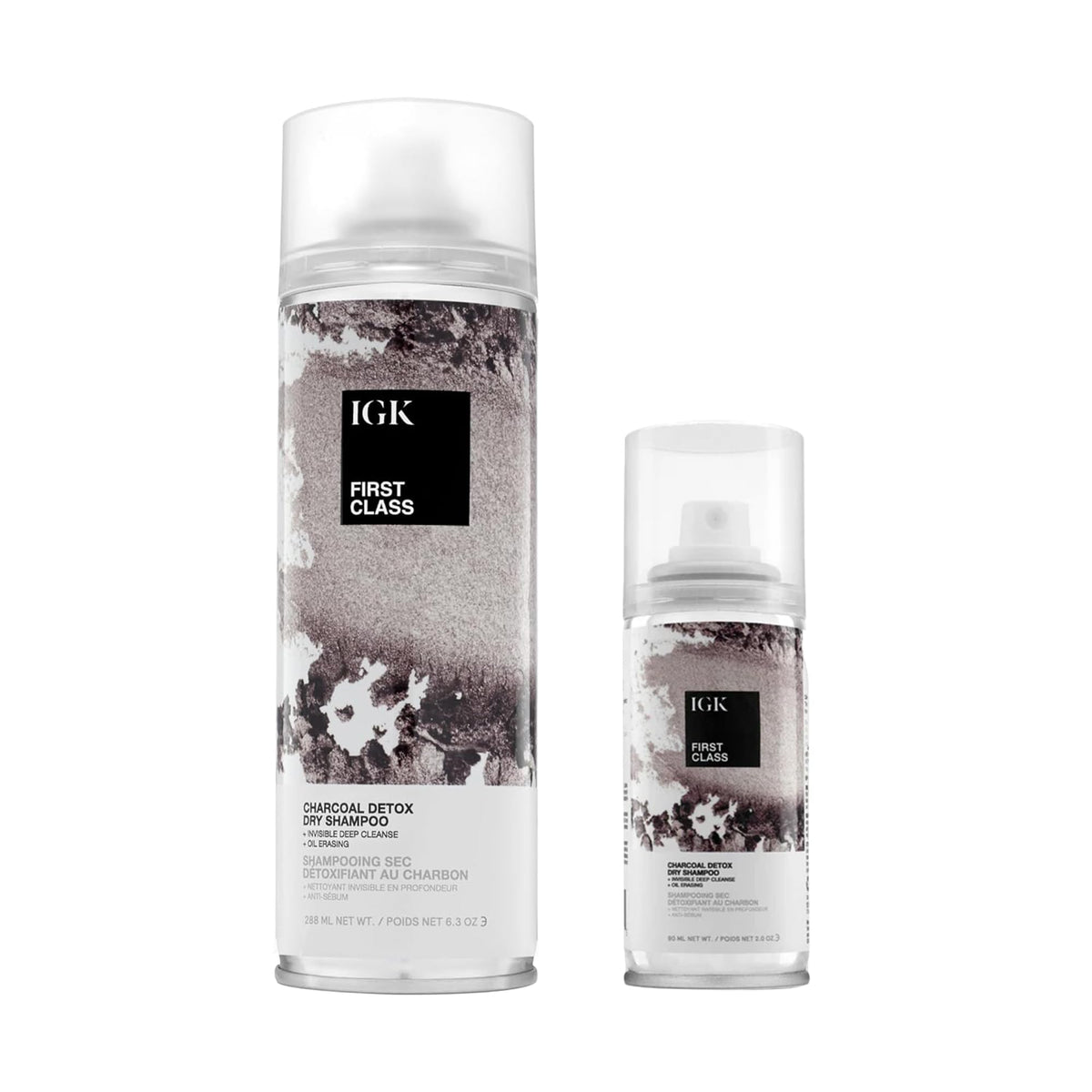 IGK First Class charcoal detox dry shampoo bottle boosts volume and absorbs oil.