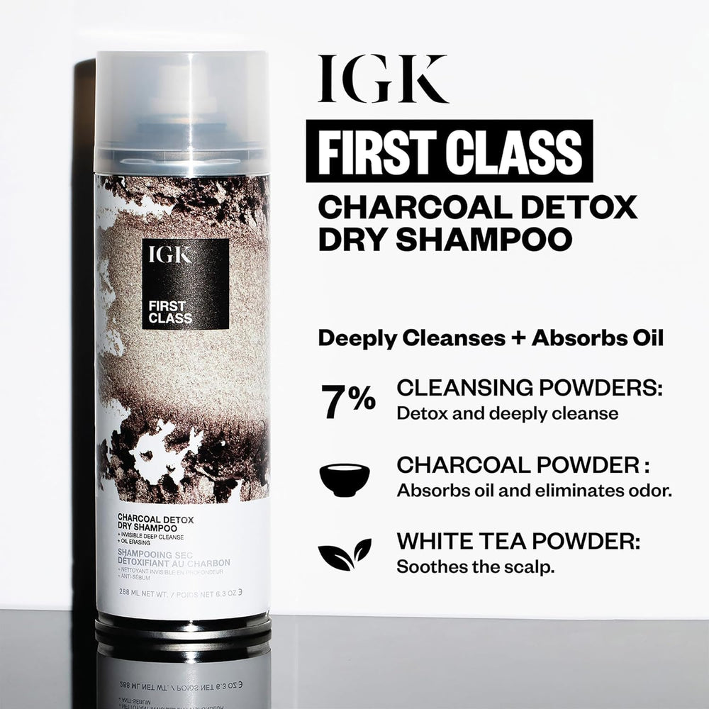 Close-up of charcoal powder used for detox and scalp cleansing in IGK shampoo