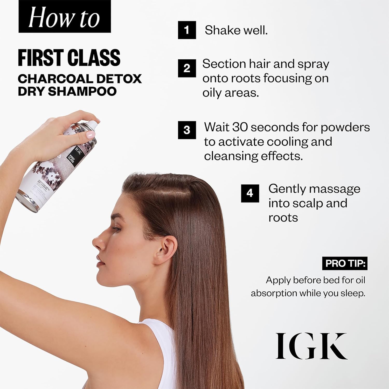 IGK FIRST CLASS detoxifying charcoal shampoo jumbo size label on bottle