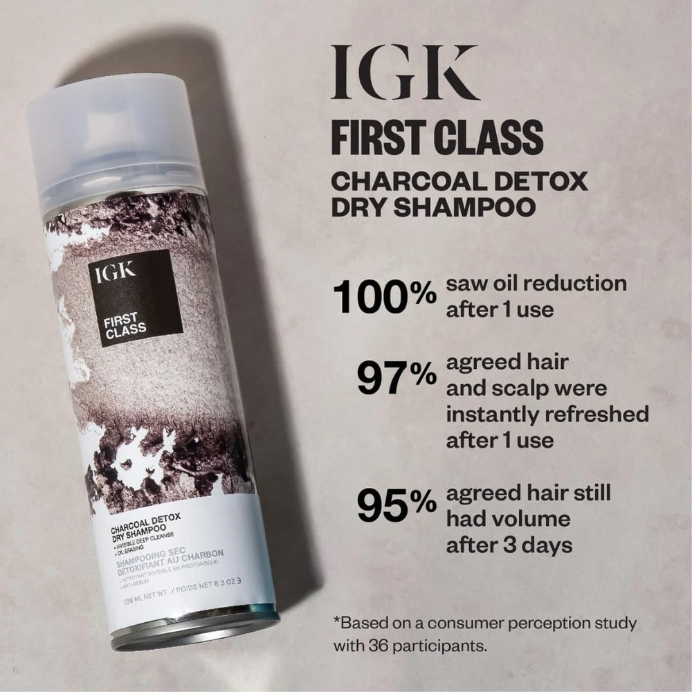 IGK First Class Dry Shampoo hand application in use