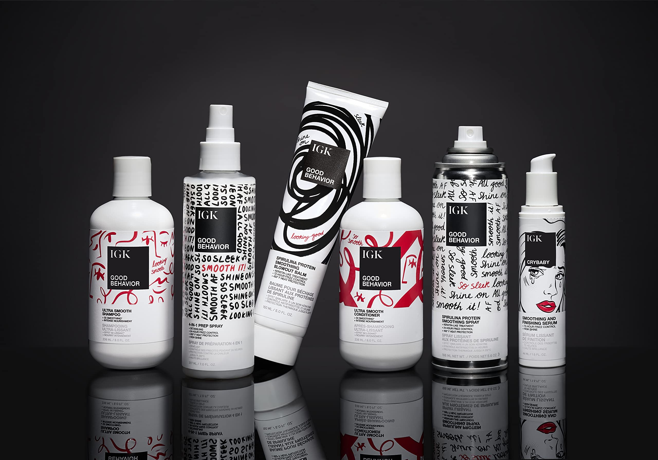 IGK GOOD BEHAVIOR bottle pour illustrating controlled dispensing and premium formula.