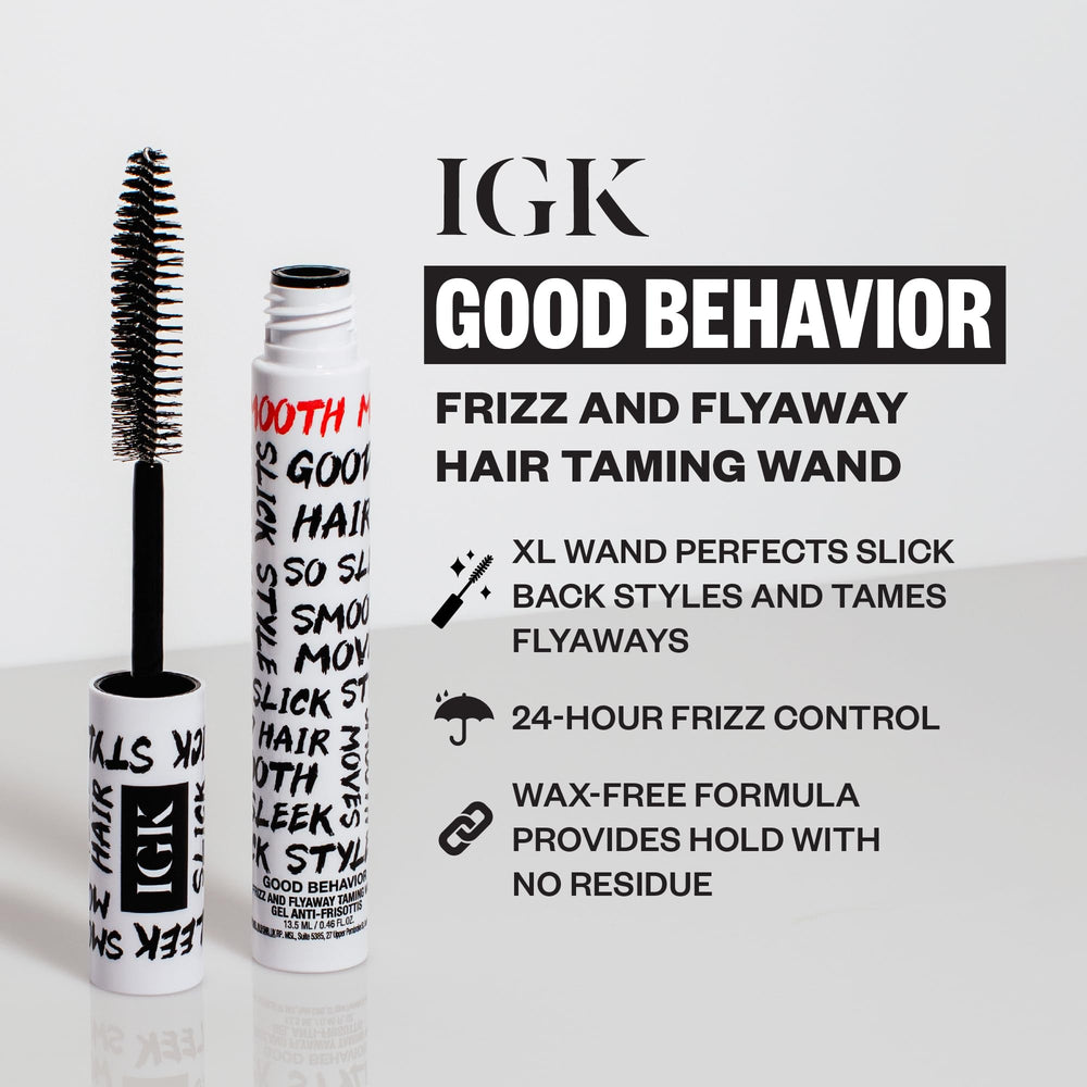 IGK Good Behavior Wand closeup highlights the mascara-style applicator for precise touch-ups.
