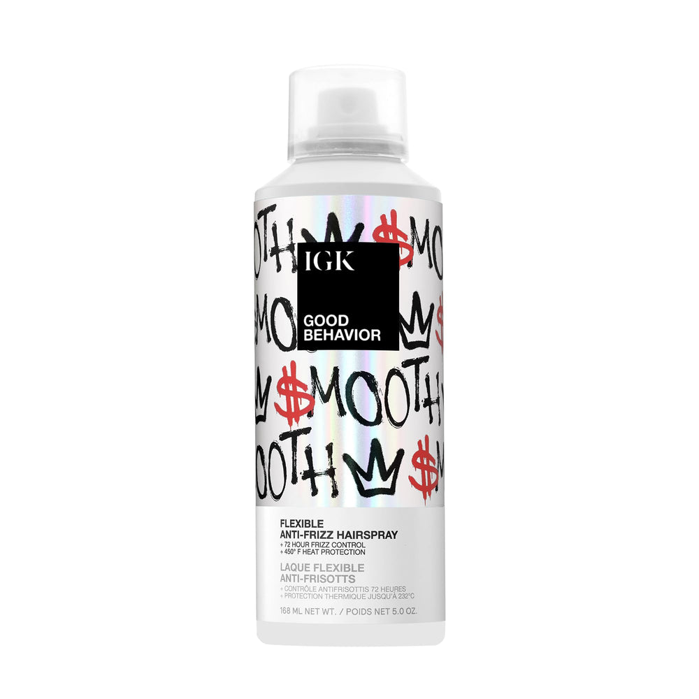 IGK Good Behavior hairspray bottle with flexible hold for long-lasting, brushable style