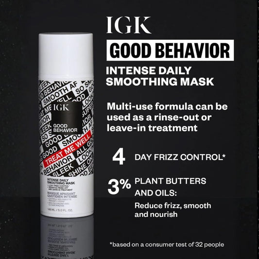 IGK Good Behavior mask spread on hair demonstrates even coverage for nourishment