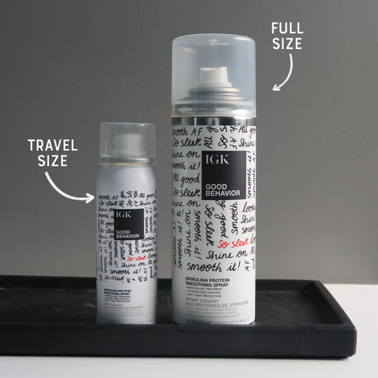 IGK GOOD BEHAVIOR Spirulina Smoothing Spray travel bottle 2.4 oz on the go