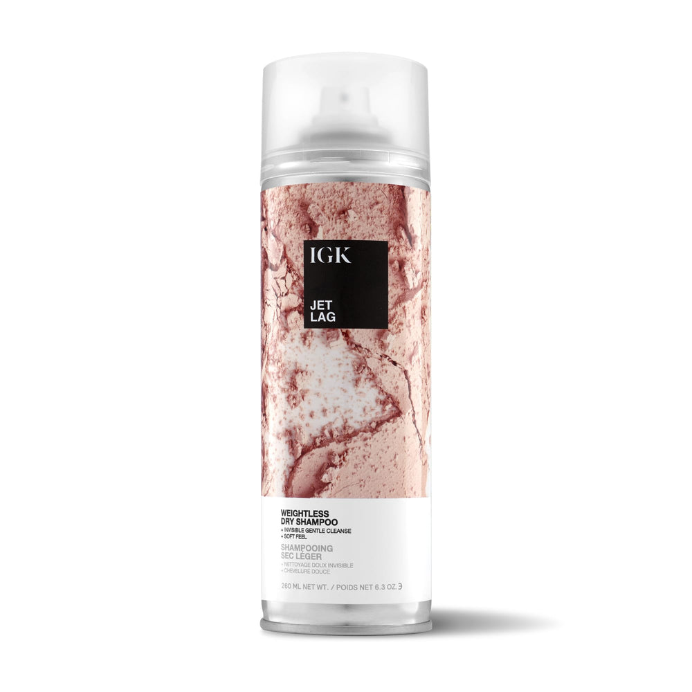 IGK Jet Lag bottle front shows weightless cleansing for fine hair.