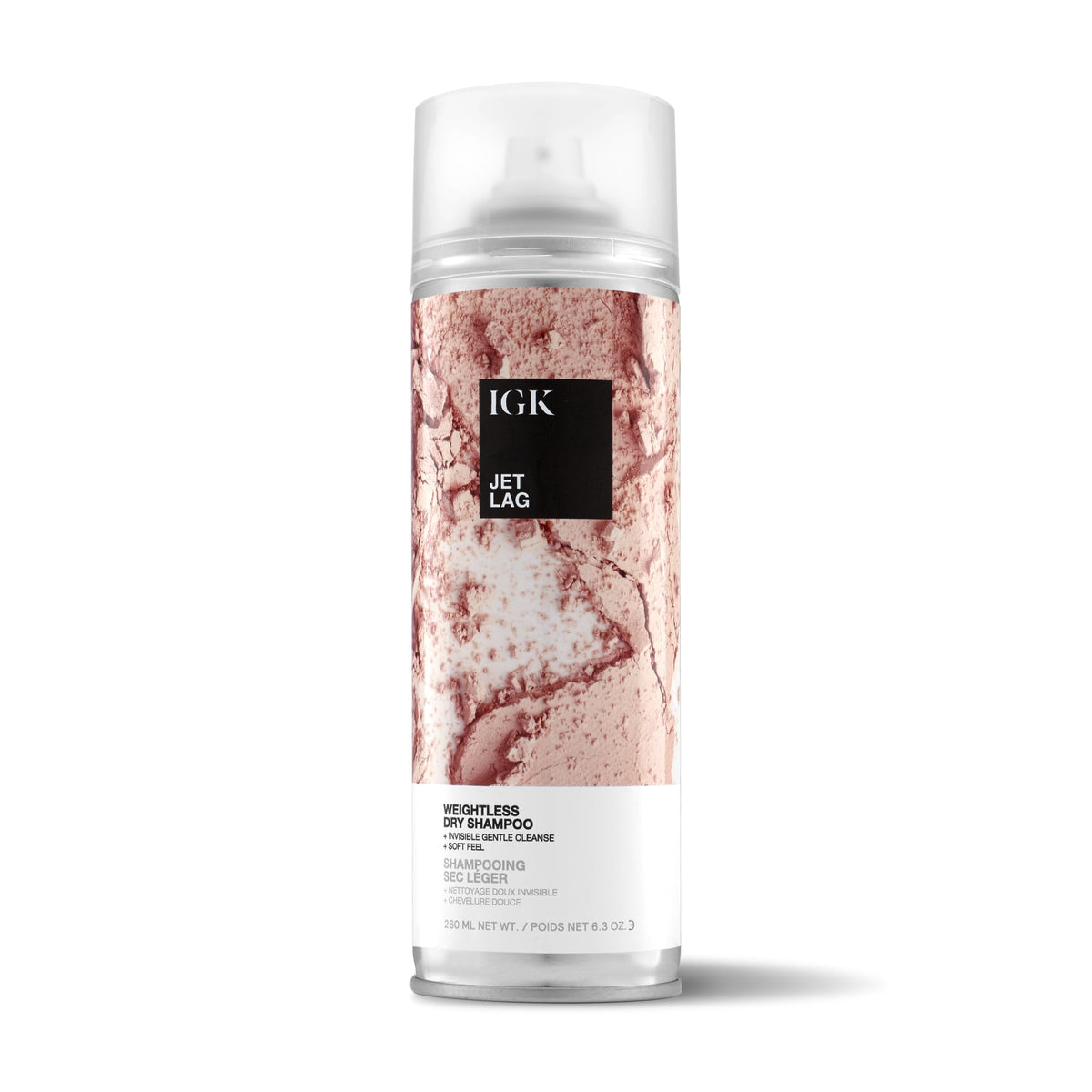 IGK Jet Lag bottle front shows weightless cleansing for fine hair.