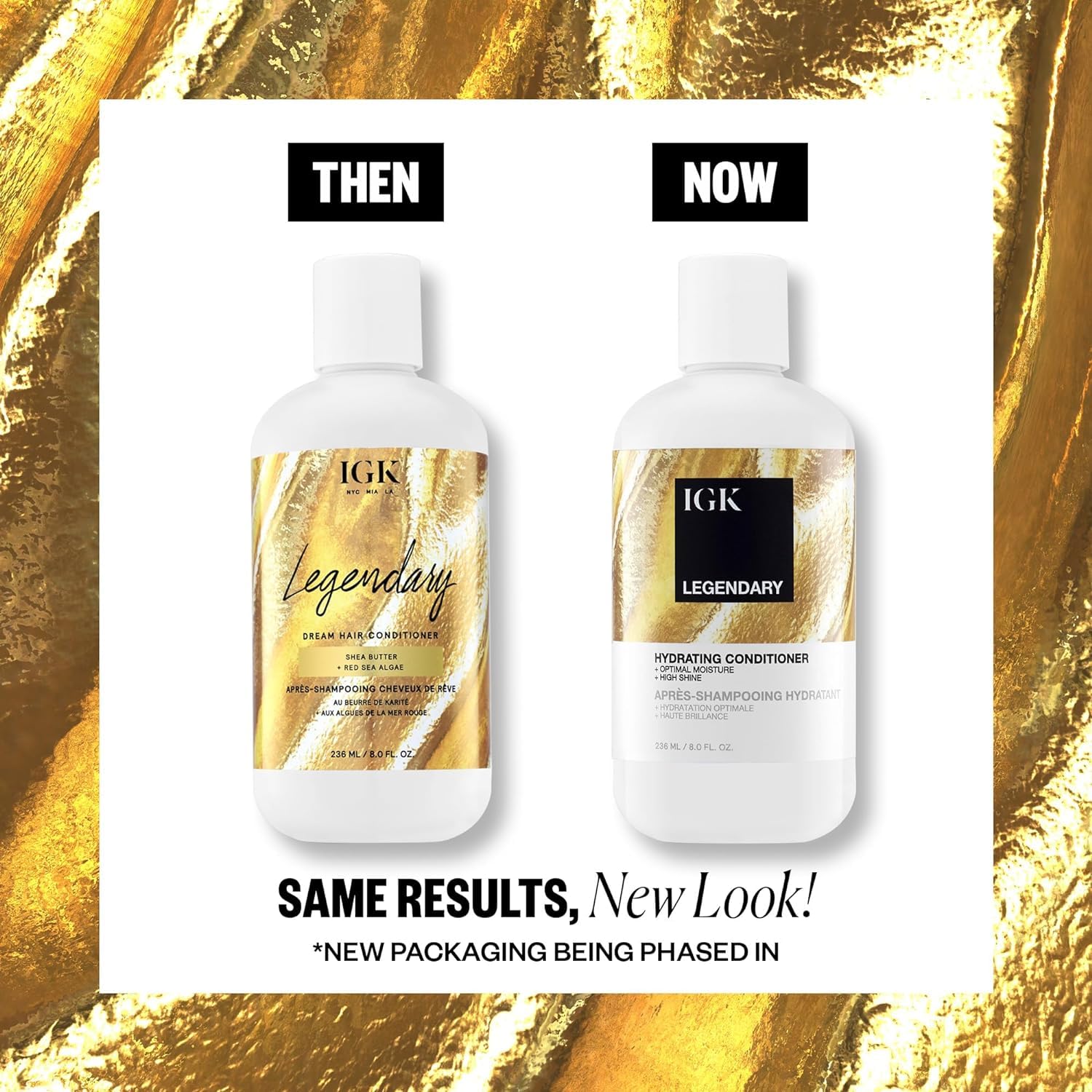 IGK Legendary Dream Hair set packaging shows a two-bottle regimen.