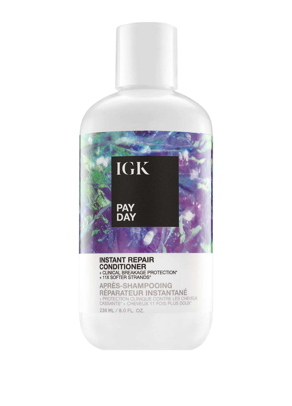 IGK Pay Day bottle front displaying premium packaging and repair-focused messaging.