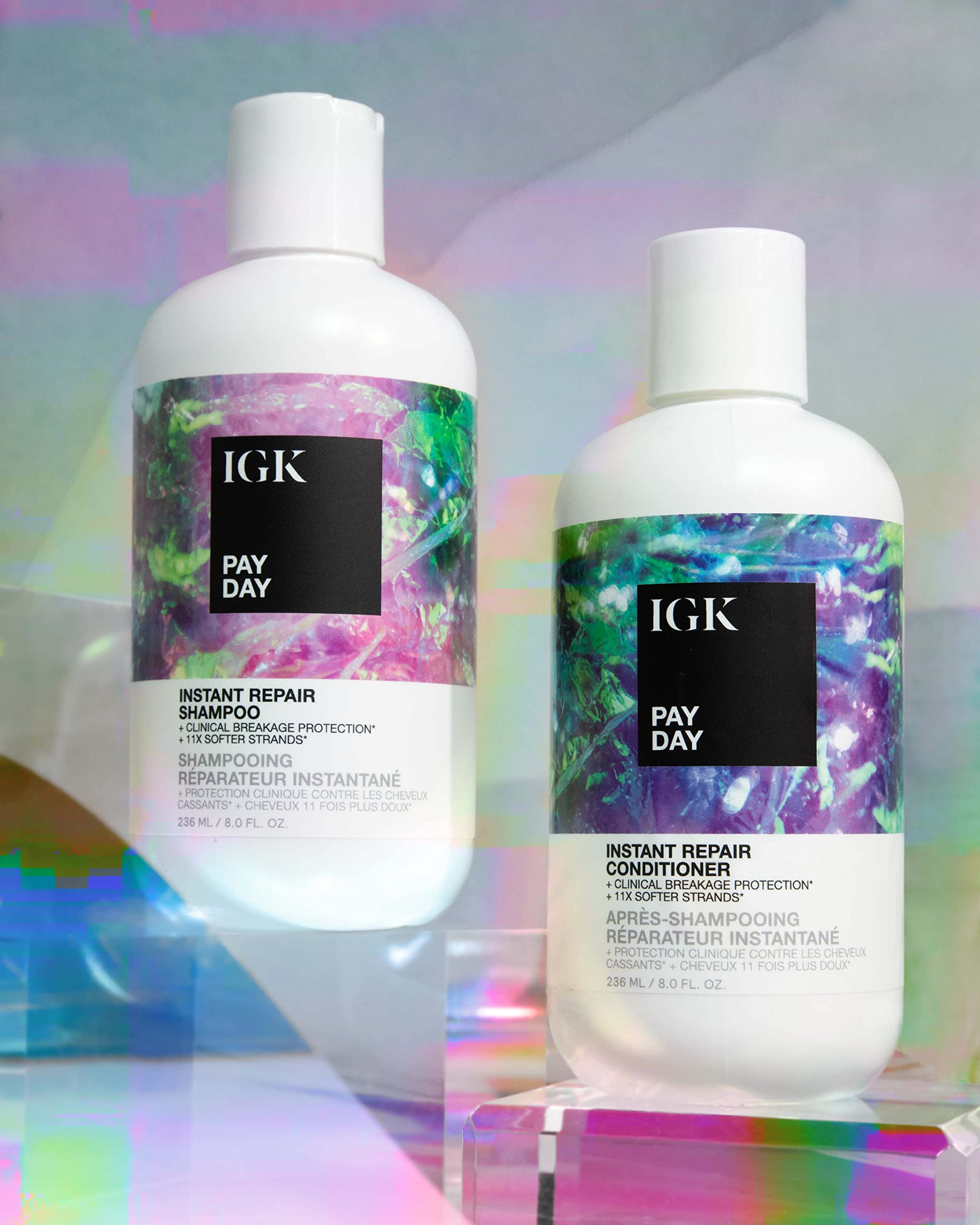 IGK Pay Day Shampoo foam lather shows rich cleansing texture for damaged hair.