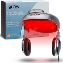 iGrow Laser Hair Growth System front view showing hands-free at-home therapy