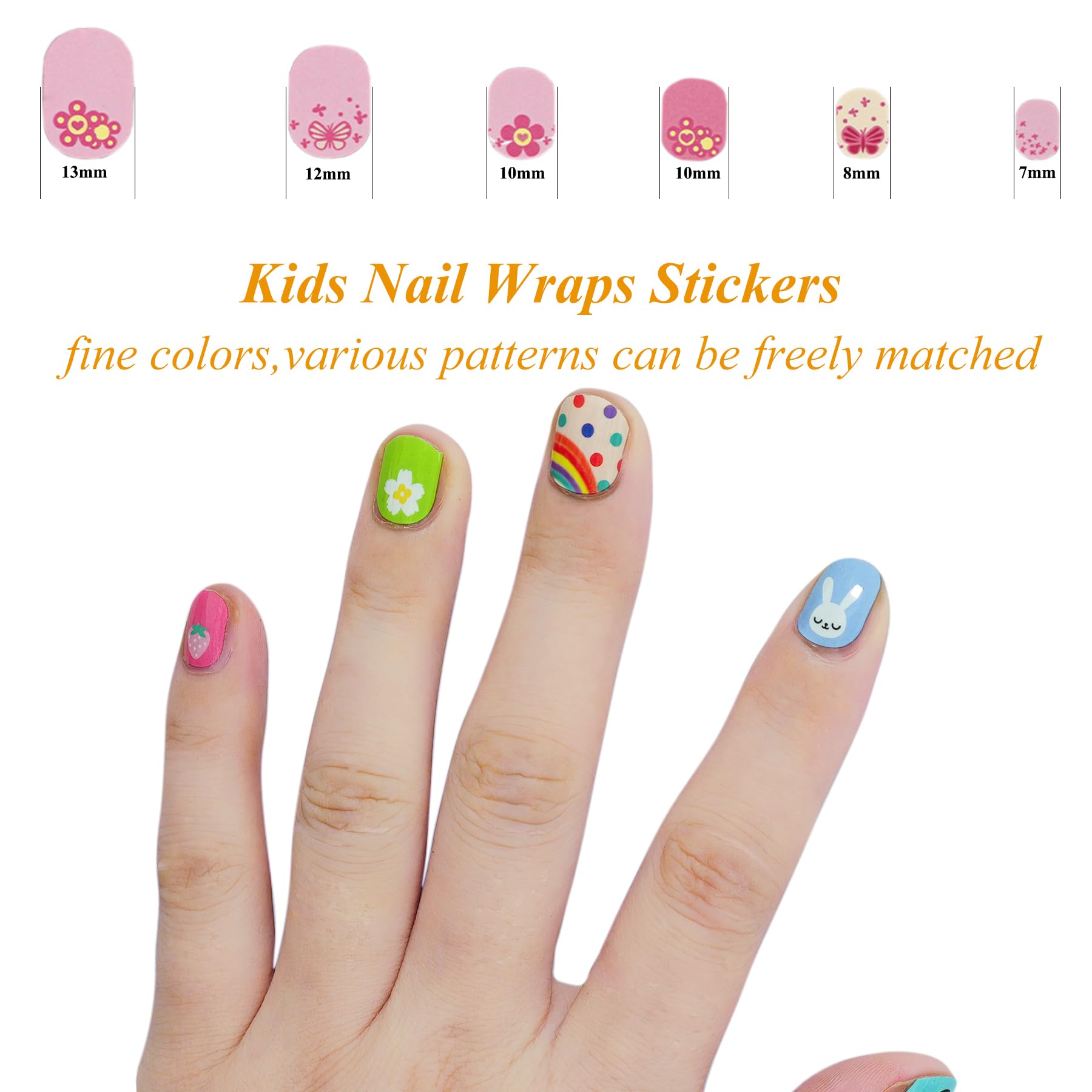 IHUKEIT flower design kid nail wraps for colorful DIY mani