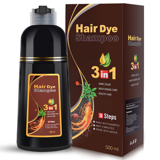 IIIMEIDU dark burgundy hair dye shampoo bottle for quick color and care.