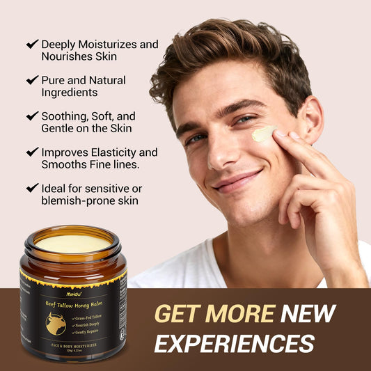 IIIMEIDU Grass-fed Tallow Moisturizer application demonstrates deep hydration.