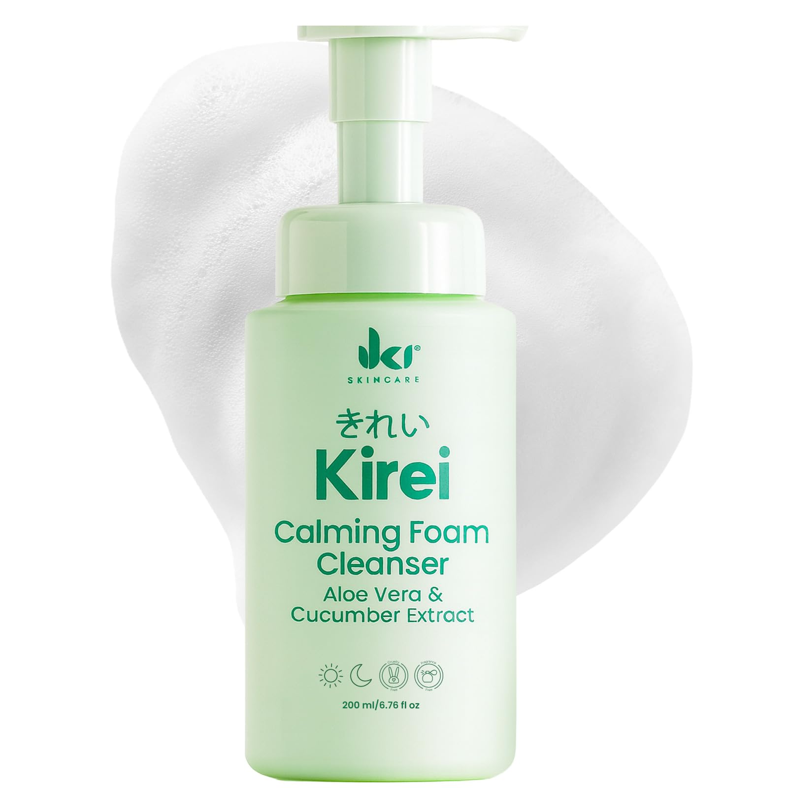 IKI Skincare Kirei Foam Cleanser bottle front shows gentle, hydrating cleanse.