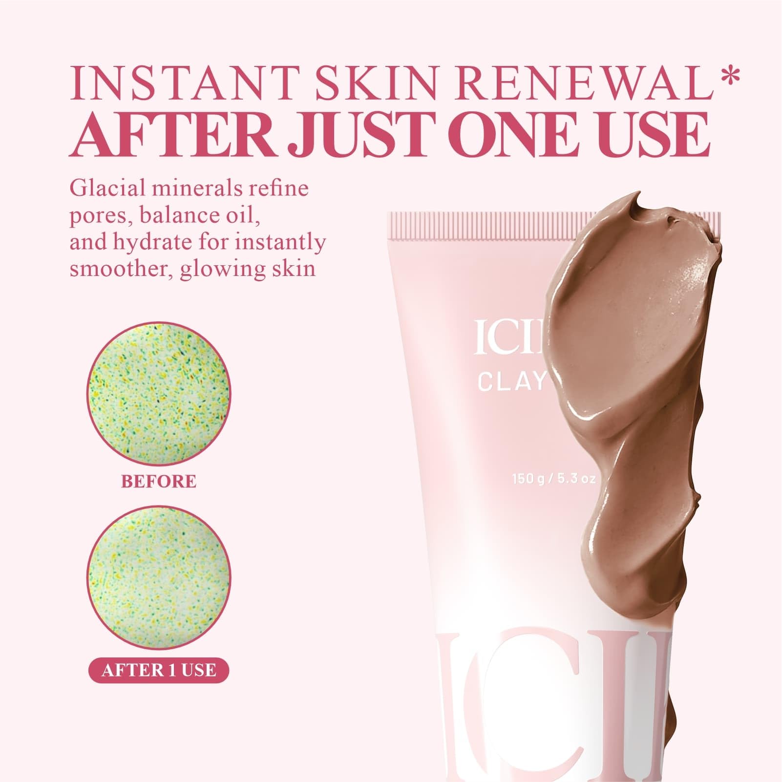 ICIKOL Glacial Minerals Kaolin Matrix highlighting mineral-rich formula for skin texture