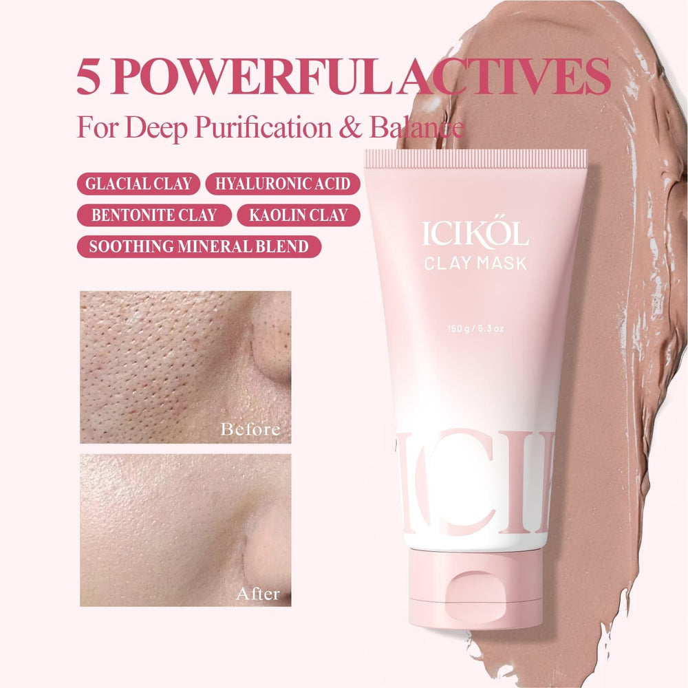 ICIKOL Red Clay Mud Texture Closeup showing mineral balance for gentle cleansing