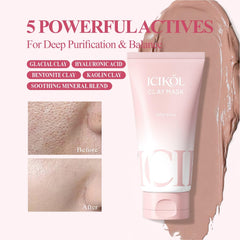 ICIKOL Red Clay Mud Texture Closeup showing mineral balance for gentle cleansing