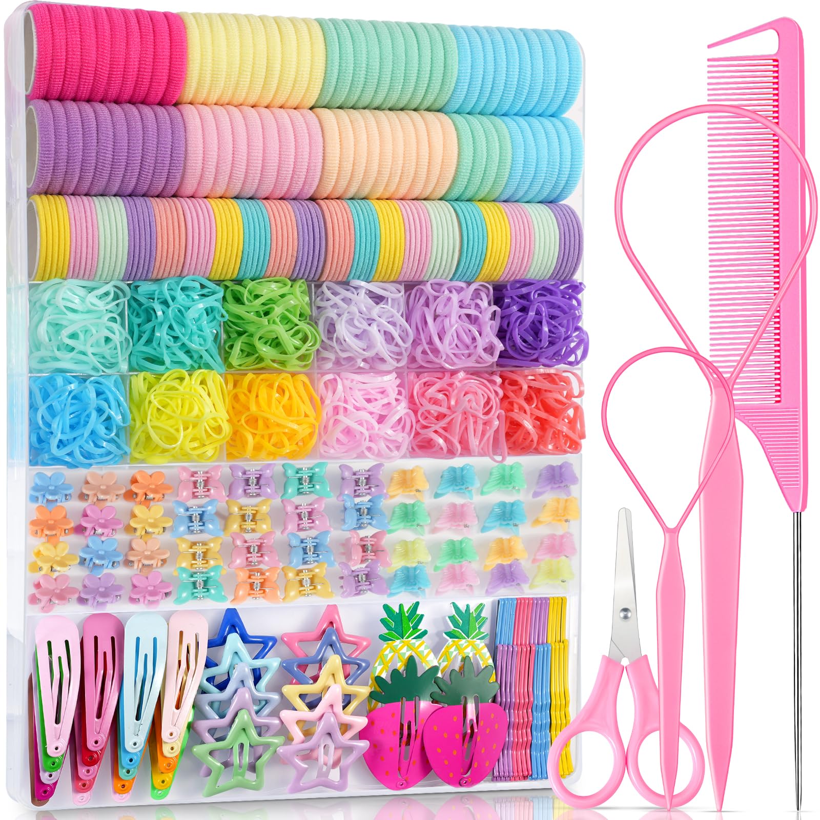 IKOCO 826pcs colorful elastic hair ties bundle for quick, gentle ponytails and braids
