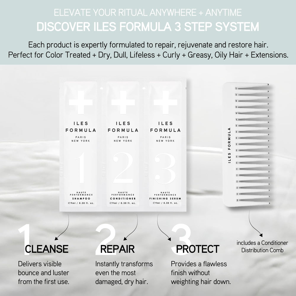ILES FORMULA Signature Set conditioner bottle; detangling and softening for smooth hair.