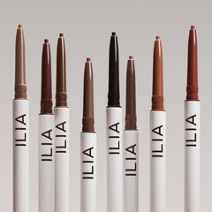 ILIA In Full Micro-Tip Brow Pencil with Spoolie dark brown shade suits medium-deep brows.
