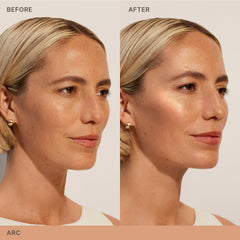 Ilia Lightshift cream highlighter applied with flat-side brush blends effortlessly