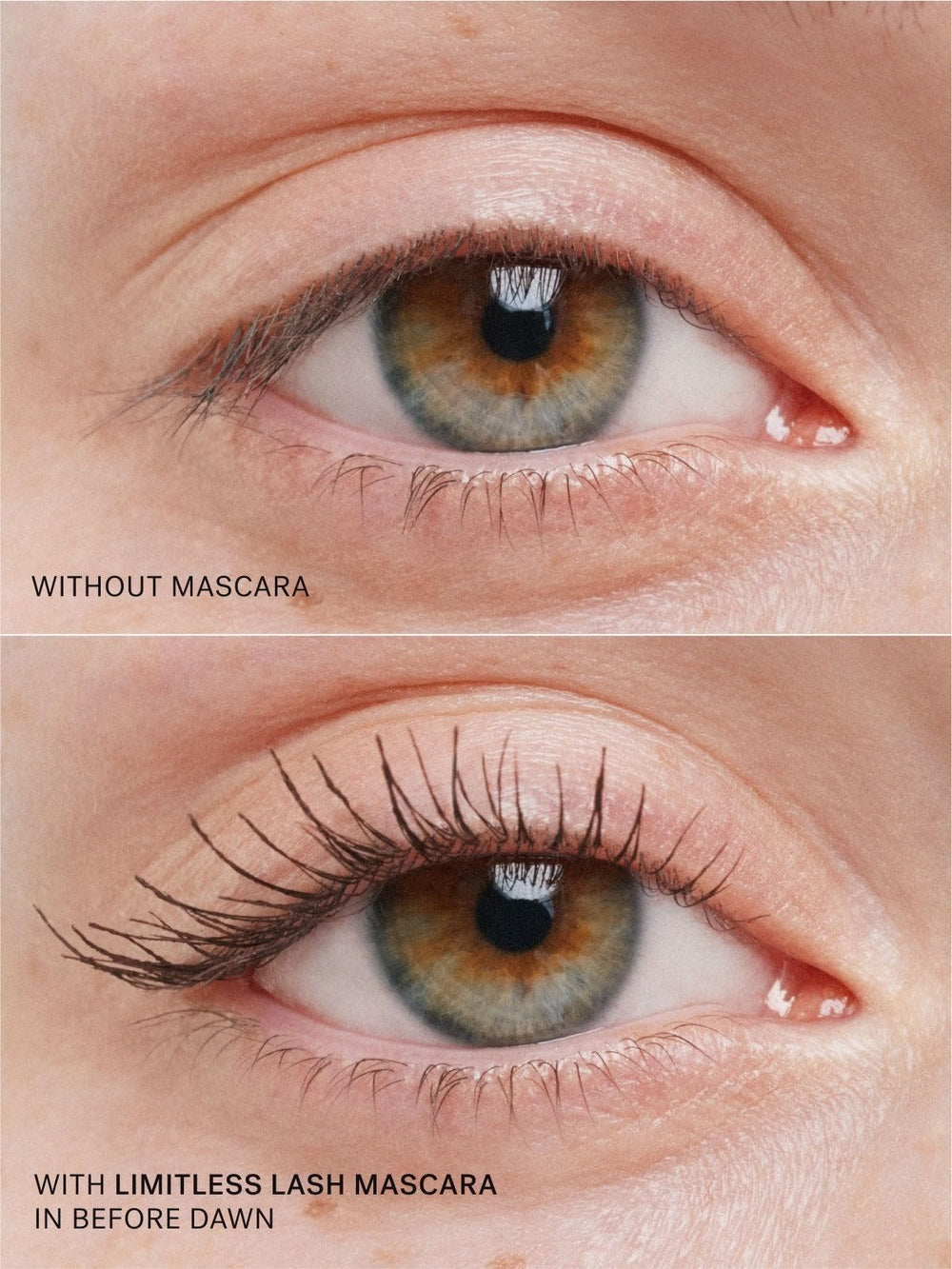 Application shot of ILIA Limitless Lash Mascara for smooth, clump-free wear.