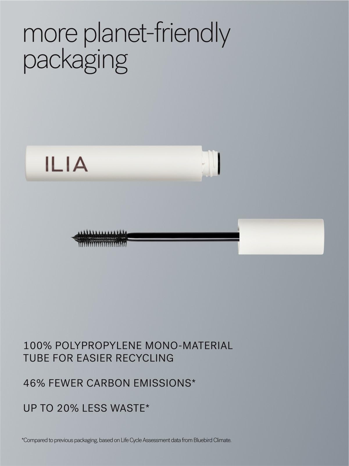 Cruelty-free labeling on ILIA Limitless Lash Mascara packaging signals ethical choice.