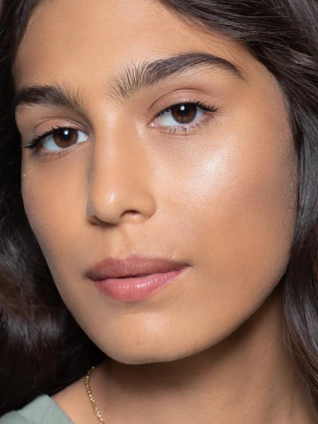 Cheeks glow with soft, dewy finish and no glitter.