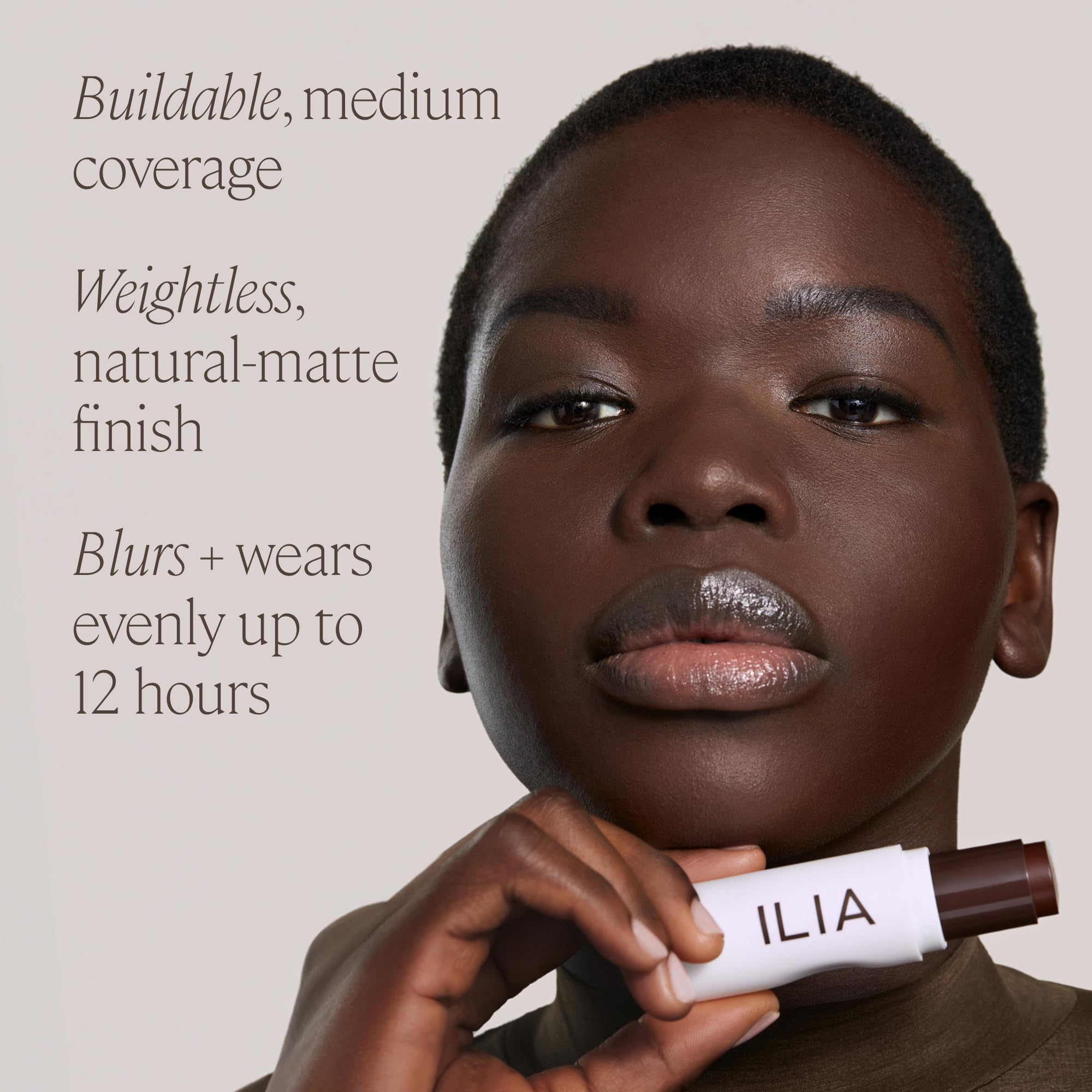 Open compact reveals sleek ILIA packaging
